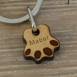 Personalised Wooden Pawprint Key Ring