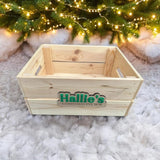 Oak Veneer 3D Christmas Crate Name Plaques