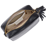 Personalised Elie Beaumont Black Bag with Silver Chevron Strap