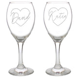 Personalised Love Hearts Wine Glass Set