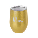 Personalised Glitter Stemless Insulated Wine Tumbler.
