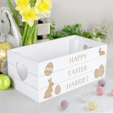 Personalised Small Easter Bunny White Wooden Crate