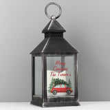 Personalised 'Driving Home For Christmas' Rustic Black Lantern.