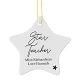 Personalised Free Text Ceramic Star Decoration.