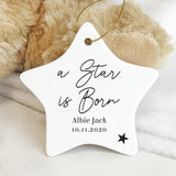 Personalised Free Text Ceramic Star Decoration.